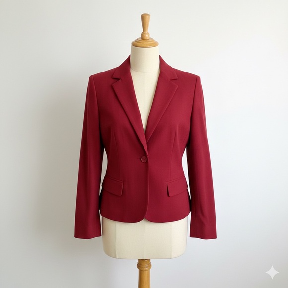 Ann Taylor Jackets & Blazers - Ann Taylor Red Wool Blend Short Jacket Size 10P 3 Hidden Buttons Career Jacket